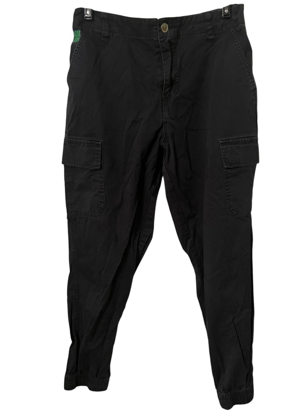 Empyre ‘Relax’ Retro Y2K Cargo Skate Pants Black Twill Joggers Unisex Size Med.